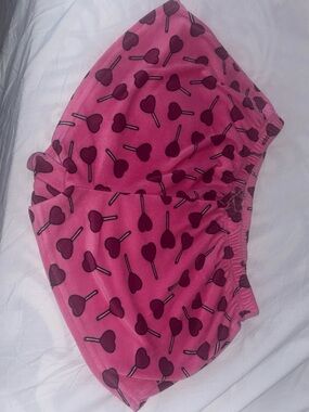 Pink Heart Lollipop Fleece Shorts